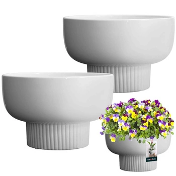 Keramické glazované bílé květináče 24 cm sada 2 ks.
