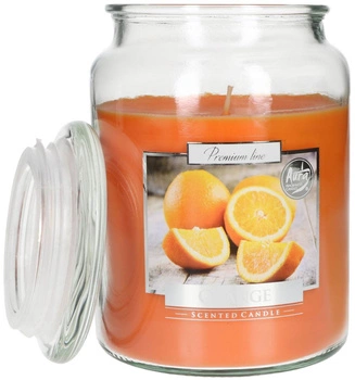 Velká skleněná vonná svíčka s víčkem 100 h - oranžová