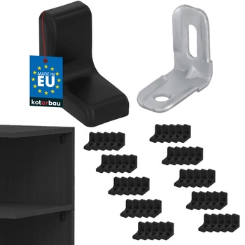 Komandorek nábytková úhlová konzola s víčkem černý sada 50 ks.