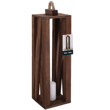 Dřevěná lucerna na svíčku hnědá 13,5x13,5 cm