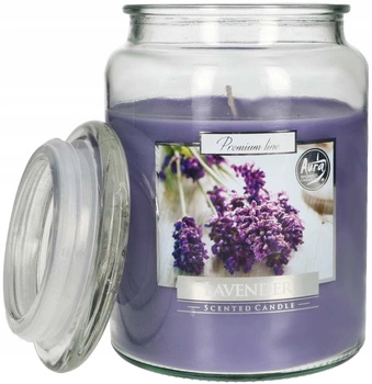 Velká skleněná vonná svíčka s víčkem 100 h - levandule