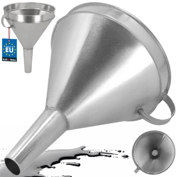 Pozinkovaná kovová nálevka se sítkem na olej palivo 23 cm