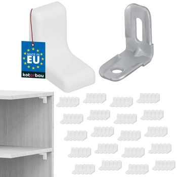 Komandorek nábytková úhlová konzola s víčkem bílý sada 100 ks.