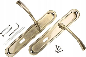 Klika dveřní na klíč dlouhá štít patina 90 mm - Barva patina