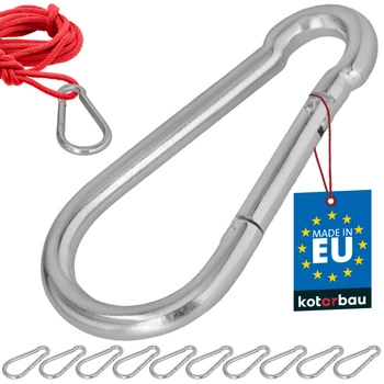 Hasičský karabina pro houpačky lana sítě kovová 180 mm sada 10 ks.