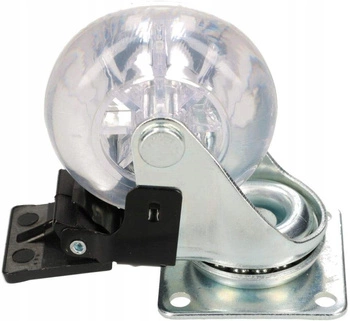 Nábytkové otočné kolečko transparentní 50 mm s brzdou kotarbau stříbro