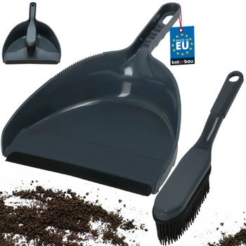 Lopatka na prach plastová s gumovými štětinami šedá 33 cm