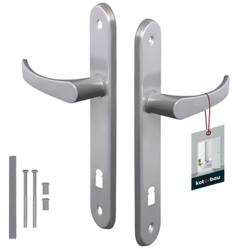 Sada dveřních klik 90 stříbrná dlouhá hřídel s klíčem