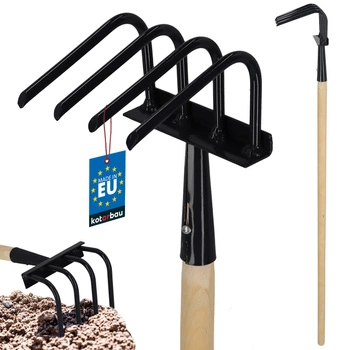 Motyka na plevel kypření s drápky dřevěná rukojeť 4 zuby