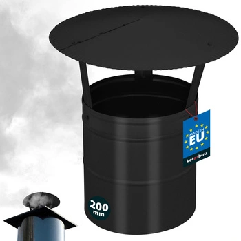 Stříška kouřová na komínové potrubí pozinkovaná černá 200 mm
