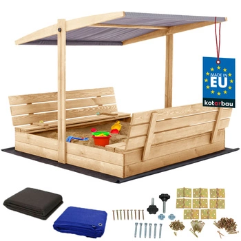 Dřevěné pískoviště se stříškou lavičkami uzamykatelné velké přírodní 140 cm