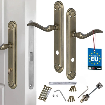 Dveřní klika dlouhá štítka zdobená patina zámek toalety 90 mm