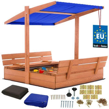 Dřevěné pískoviště se stříškou lavičkami uzamykatelné velké hnědé 120 cm