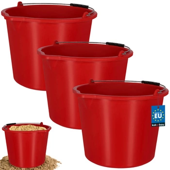 Vědro stavební hospodářské s výlevkou 20 l červené sada 3 ks