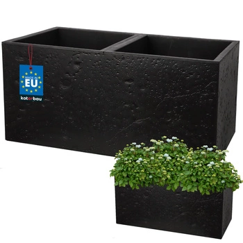 Květináč obdélníkový dvojitý beton industriální černý 77 cm