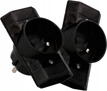 Třícestný rozdělovač zásuvky se zemněním - 2 ks - Barva černá