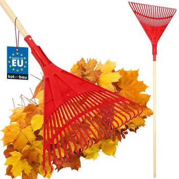 Vějířové hrábě na listí 50 cm + lakovaná dřevěná násada 1,5 m