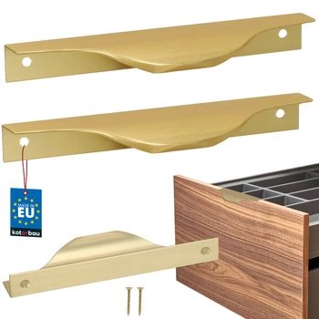 Hranatá nábytková úchytka moderní hliník zlatý mat 128 mm sada 2 ks.