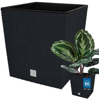 Zahradní ratanový květináč s vložkou antracit 26x26 cm