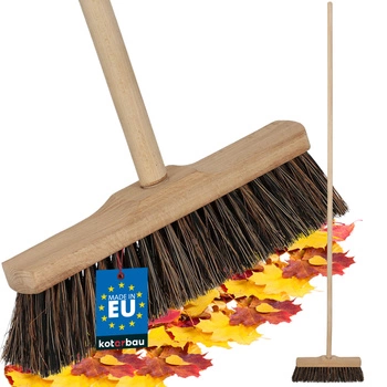 Štětka koště dřevěné na podlahy kokosové vlákno 27 cm + dřevěná násada