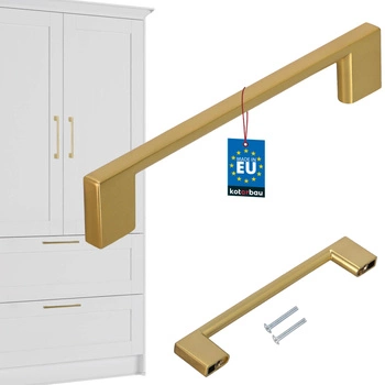Úchytka kuchyňského nábytku klasická moderní dlouhá zlatá matná 128 mm