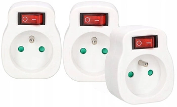 Rozdělovač s uzemněním 1 zásuvka sada 3 ks.