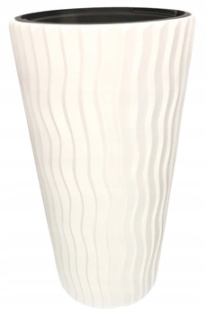 Květináč 50x30 cm pruhovaný + vložka s uchy - Barva bílá