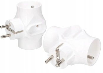 Rozbočovač síťový 3 zásuvky zlodějka T-connector - 2 ks - Barva bílá