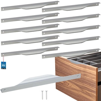 Hranatá nábytková úchytka moderní hliník stříbrná 256 mm sada 10 ks.