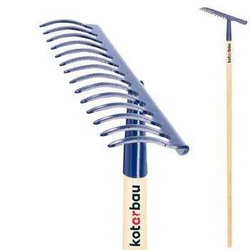 Kovové zahradní hrábě se 14 zuby a dřevěnou násadou kotarbau