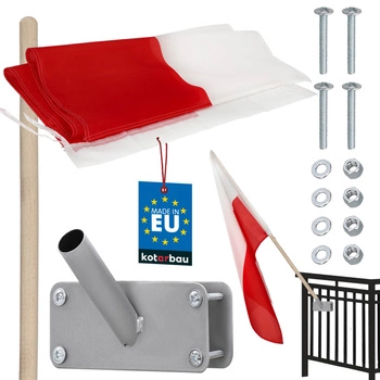 Polská červenobílá stožárová vlajka se žerdí a držákem 110x70 cm