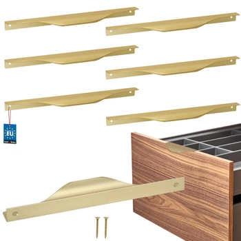 Hranatá nábytková úchytka moderní hliník zlatý mat 192 mm sada 6 ks.