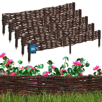 Proutěný zahradní plot poháněný palisáda lemování 100x10 cm sada 5 ks.
