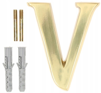 Písmeno "v" pro výšku domovních dveří z mosazi 10 cm