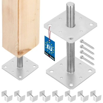 Podstavec sloupu šroubovací nastavitelný tyč m24 160x160x250 mm sada 8 ks.