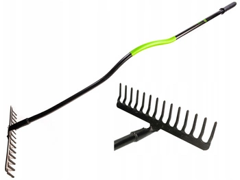 Zesílené zahradní hrábě kovové hrábě se 14 zuby a násadou kotarbau stříbro