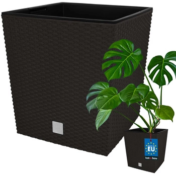 Zahradní ratanový květináč s vložkou umbra 40x40 cm