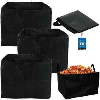 Zahradní koš na listí trávu obdélníkový zelený 120 l sada 3 ks.