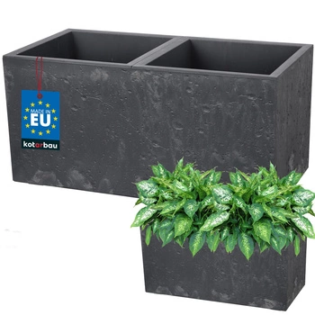 Květináč obdélníkový dvojitý beton industriální marengo 58 cm