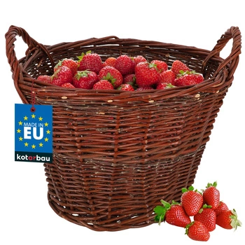 Proutěný koš s ušima na dřevěné hračky ovoce - ⌀40 cm