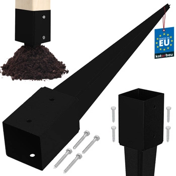 Základna sloupu zapuštěná do země ocel černá 90x90x750 mm