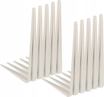 Rohový držák na polici, podpěra 25x20 cm, 10 ks - Bílá barva