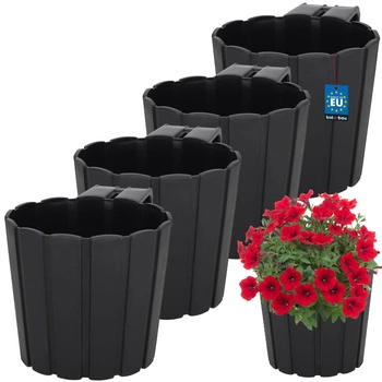 Květináč balkónový bílý na zábradlí 200 MM Sada 4 ks..