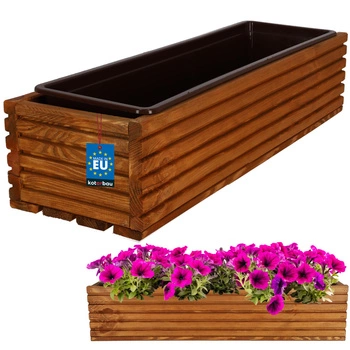 Květináč zahradní dřevěný truhlík na terasu s vložkou dub 64x20 cm