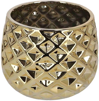 Květináč keramický glazovaný 13 cm - Barva zlatá