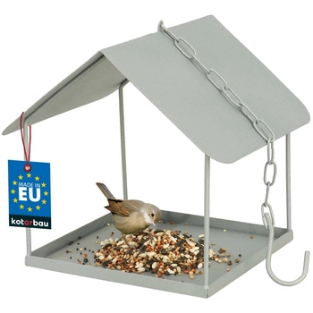 Plechové krmítko 180x205 ptačí budka stříbro