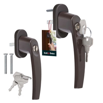 Okenní klika s klíčem hliníková hnědý sada 2 ks.