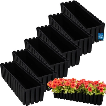 Květináč balkónový šedý na zábradlí 600 MM Sada 6 ks..