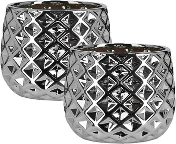 Sada 2x květináč keramický obal 13 glazovaný - Barva bílá