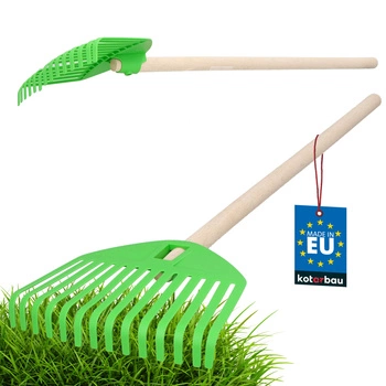 Hrábě pro děti mini zahradní plastové s rukojetí zelené 70 cm
